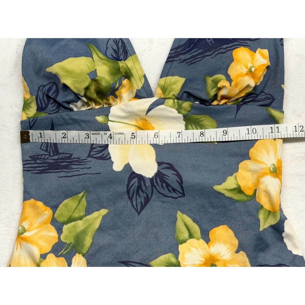 La Cabana Swimsuit Women's Size 10 Vintage 80's 90's Blue Hawaiian Flowers - Picture 9 of 10